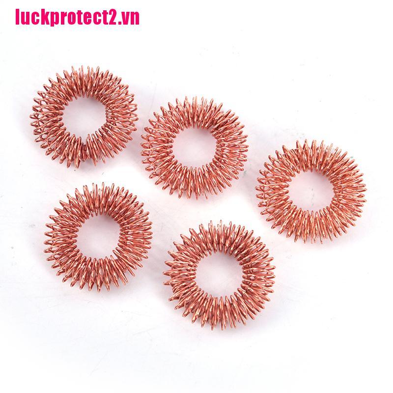 H&L 5pcs Copper Color Finger Massage Ring Acupuncture Ring Body Relax Hand Massager
