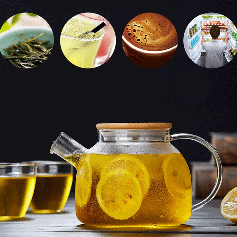 Bình nước SWEEJAR từ thủy tinh kèm đế trong suốt chịu nhiệt cao tiện dụng