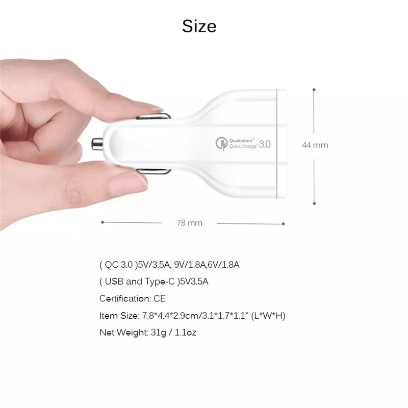 Cốc sạc nhanh QC 3.0 USB C với 3 cổng 3.0 thích hợp cho IP Xiaomi Mi 9 Redm