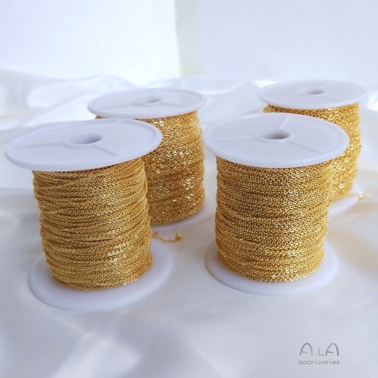 Dây Chuyền Đồng Mạ Vàng 18K diy 1m Không Dễ Phai Màu Hình Chữ O Dùng Làm Vòng Tay/Vòng Cổ