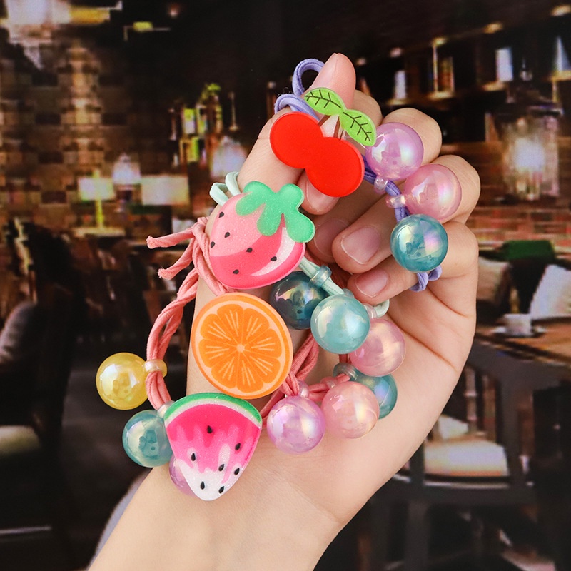 Dây Buộc Tóc Cao Su Co Giãn Bằng Acrylic Thân Thiện Với Môi Trường Họa Tiết Hoạt Hình Cho Bé