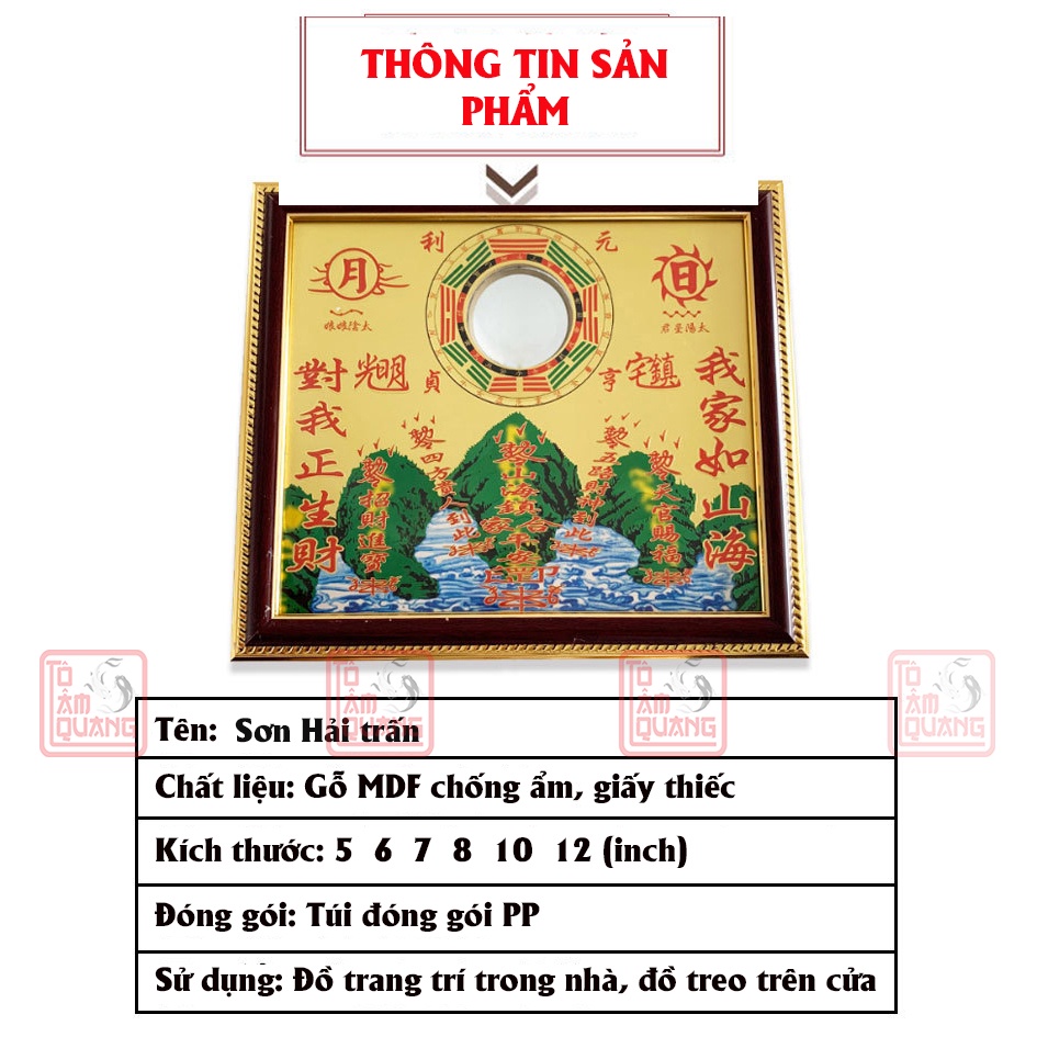 Tranh phong thủy sơn hải trấn bát quái gương cầu lồi xua đuổi tà ma - Trấn trạch mang lại bình an - TÔ TÂM QUANG