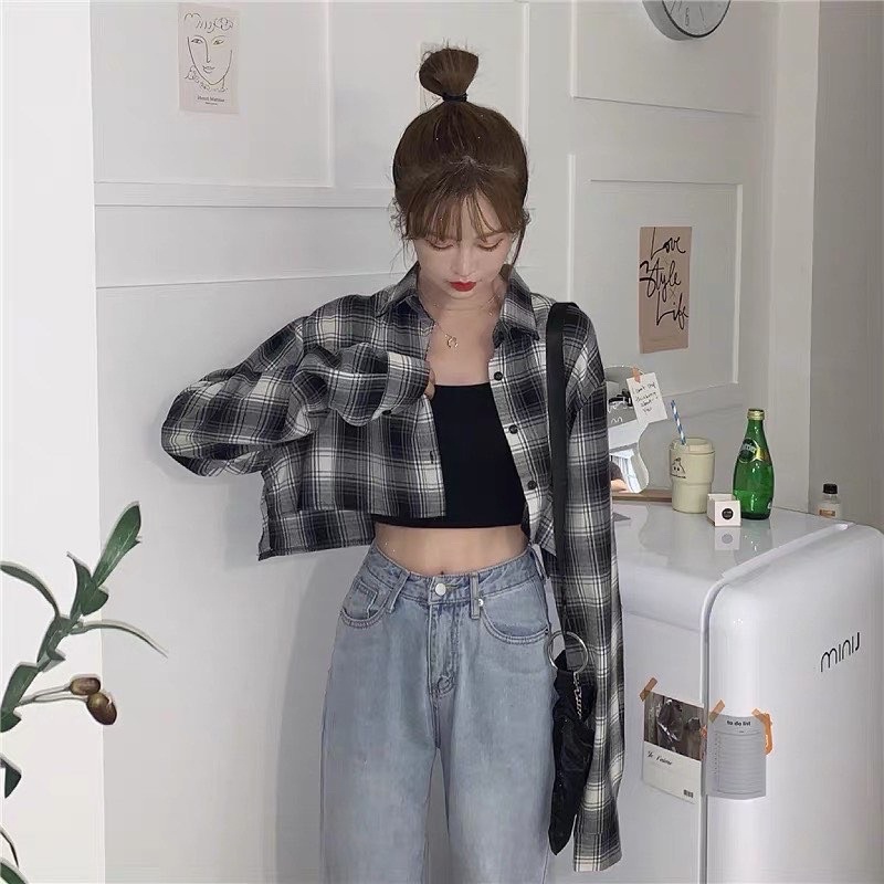 [ SẴN ] Áo khoác caro croptop | BigBuy360 - bigbuy360.vn