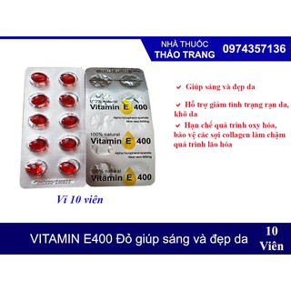 Vitamin E 400 đỏ giúp sáng và đẹp da vỉ 10 viên