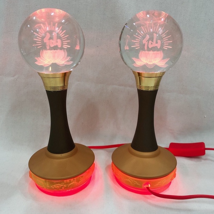 BỘ 2 CÁI ĐÈN TRANG TRÍ BÀN THỜ  LED PHA LÊ ĐỔI MÀU -90017