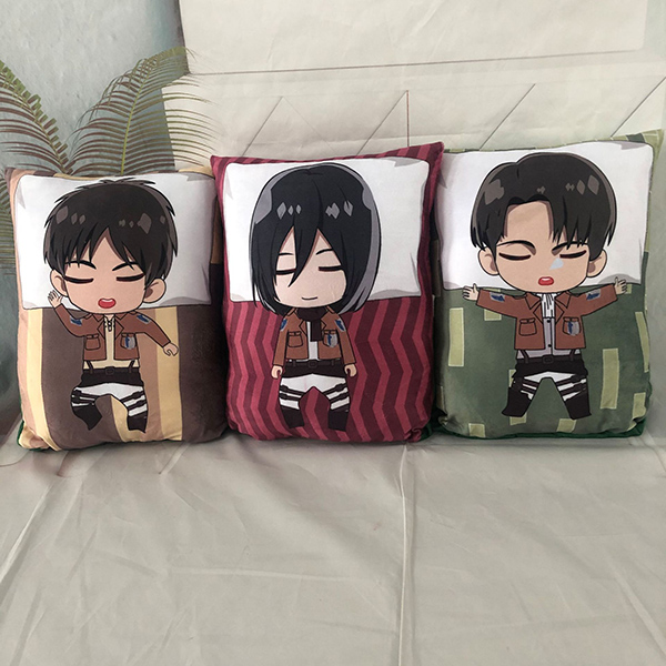 Attack on Titan Sleep Pillow Plush Cushion Ackerman Levi Eren Mikasa Reversible Home Soft Comfortable Pillows Gift