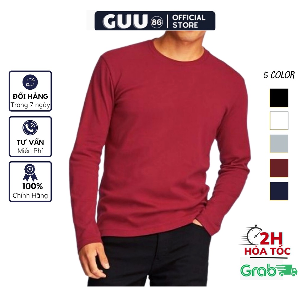 Áo thun nam dài tay cổ tròn cao cấp COTTON dáng thể thao co dãn thoáng mát nhiều màu