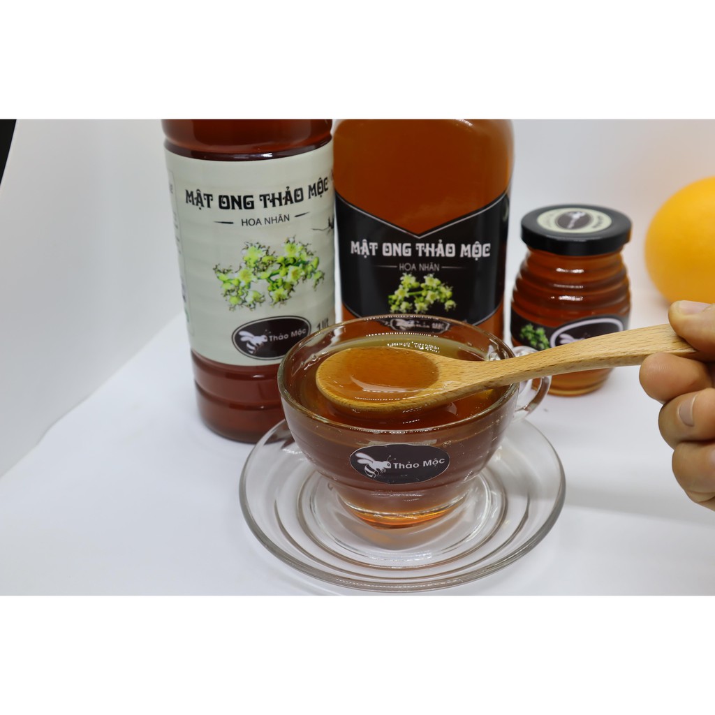 Mật Ong Hoa Nhãn Hưng Yên  ( CHUẨN) Chai 1 Lít Tặng Kèm Hũ Mật Ong Hoa Rừng Sơn La 100ml