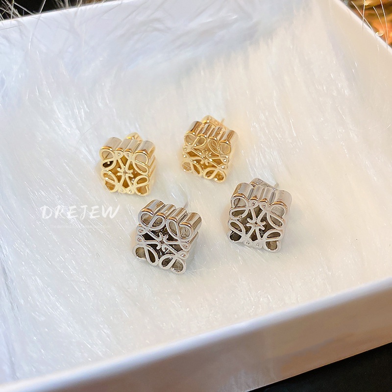 DREJEW Bông Tai Mạ Bạc Họa Tiết Bánh Trung Thu Phong Cách Pháp Sang Trọng