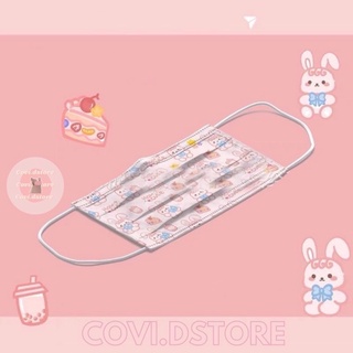 [FREESHIP EXTRA] KT02-Khẩu Trang In Hình - Bear & Rabbit [Khẩu Trang 3 Lớp]