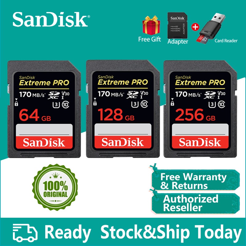 Thẻ Nhớ Sandisk Extreme Pro 32GB 95mb / S Sdhc Sd 64GB 128GB 256GB 170mb / S Sdxc C10 U3 V30 Uhs-I 4k