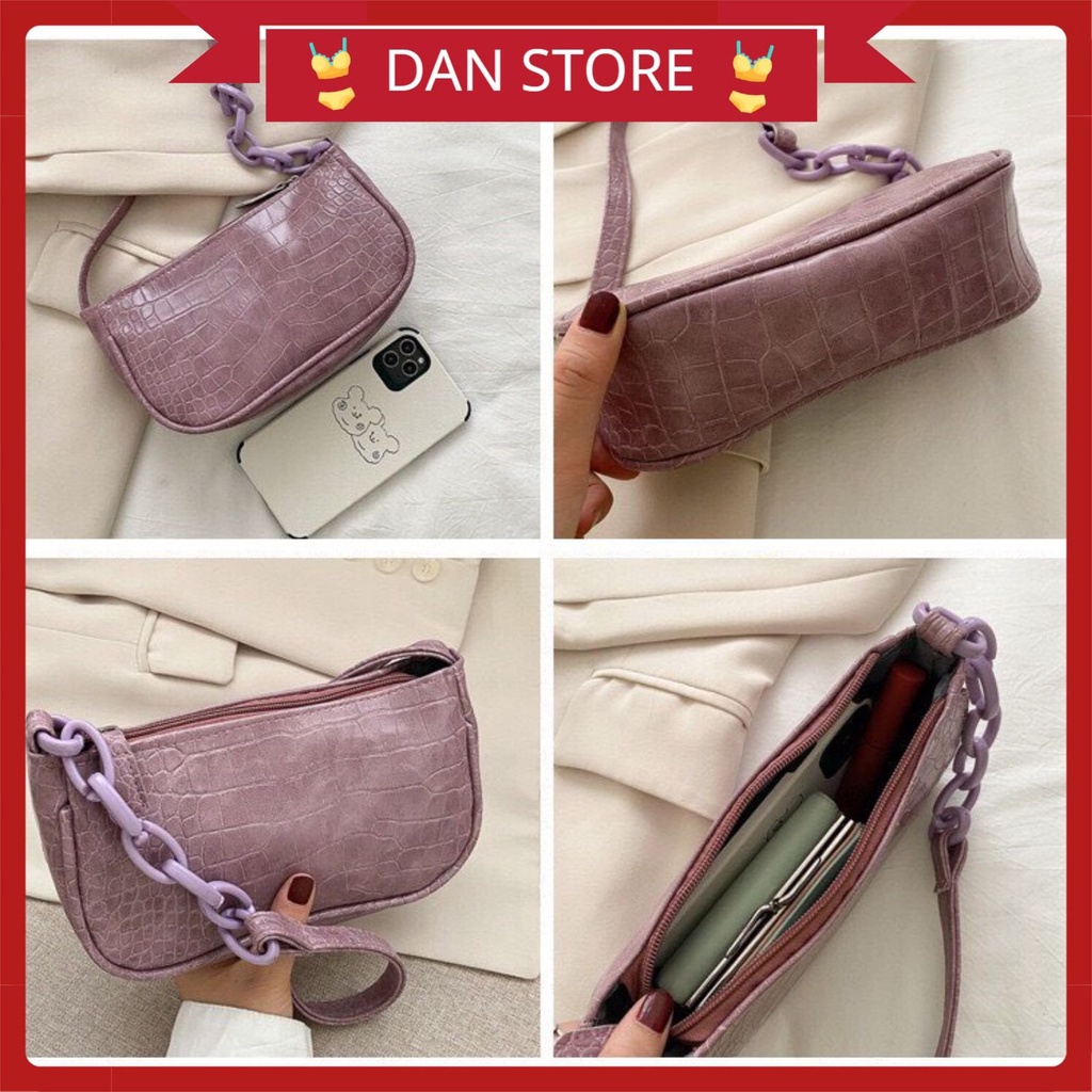 Túi Xách NữTặng QuàTúi Đeo Chéo Da PU cao cấp kẹp nách có vân điệu đà mềm mại xinh xắn MÃ 3803