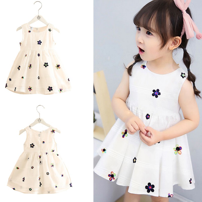 Đầm công chúa thêu hoa dành cho bé gái