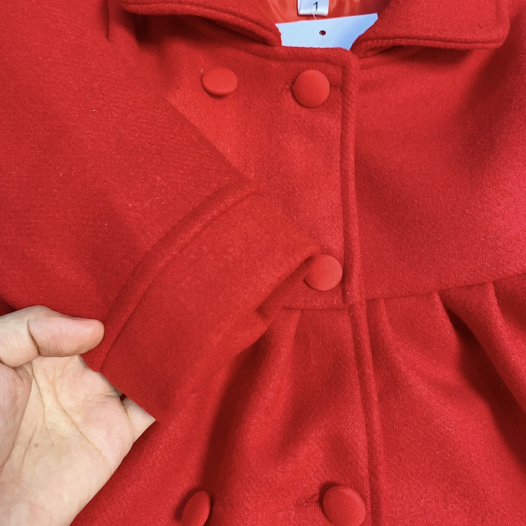 Áo khoác dạ bé gái chất dạ mềm mịn, không xù, size 12-22 kg