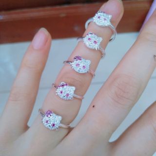 Nhẫn bạc Nhẫn mèo Kitty bạc ta size 15mm