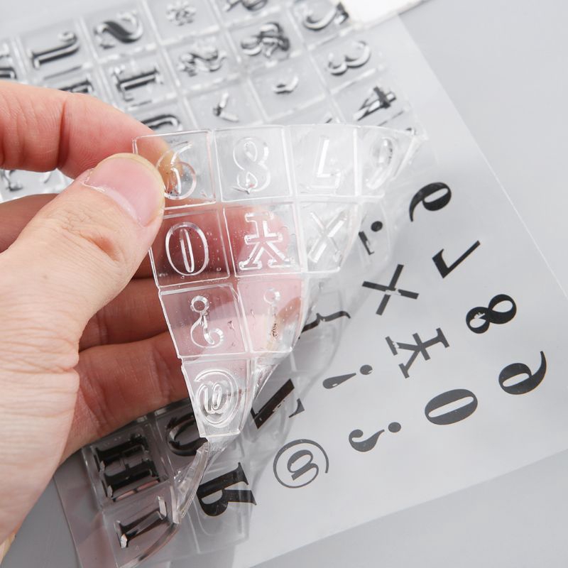 Bộ tem silicon trong suốt hình chữ cái và số dùng trang trí