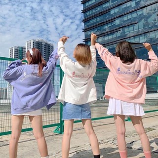 Áo khoác nỉ cardigan leng họa tiết bướm in chữ love you love youth tím hồng trắng