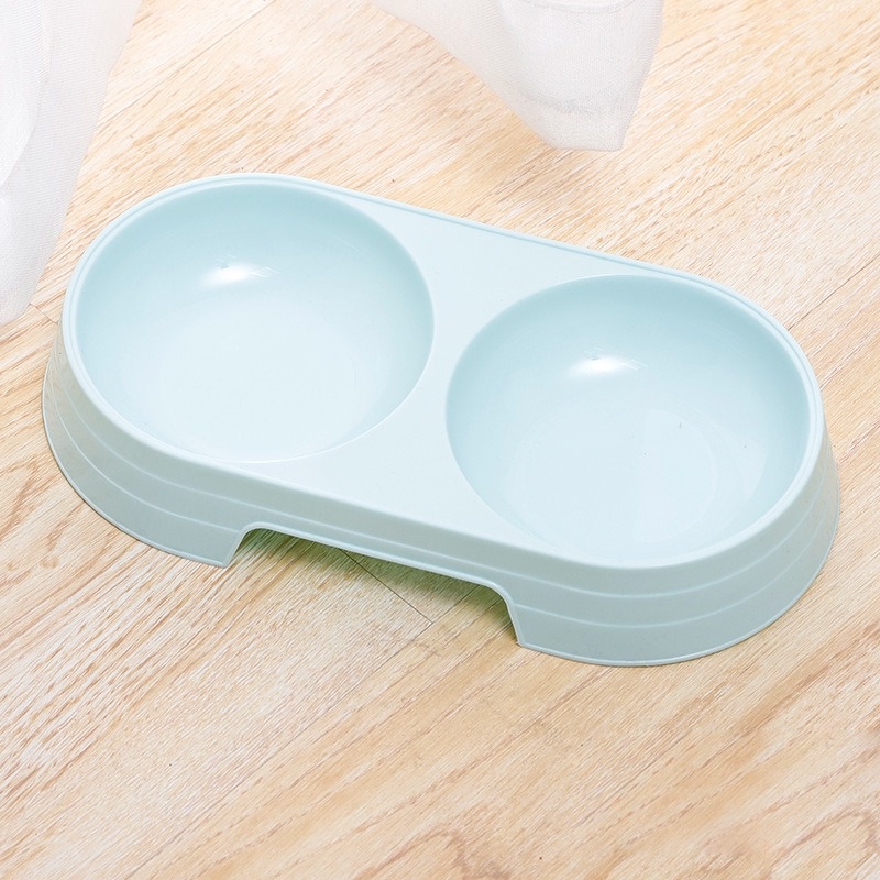 Tô Nhựa Đựng Thức Ăn Nước Uống Hai Ngăn Chống Trượt Cho Chó Mèo