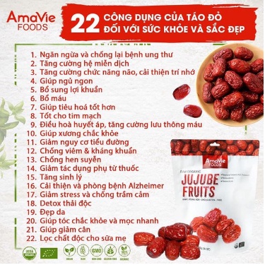 Táo Đỏ - Kỷ Tử Hữu Cơ Amavie Foods Size Lớn