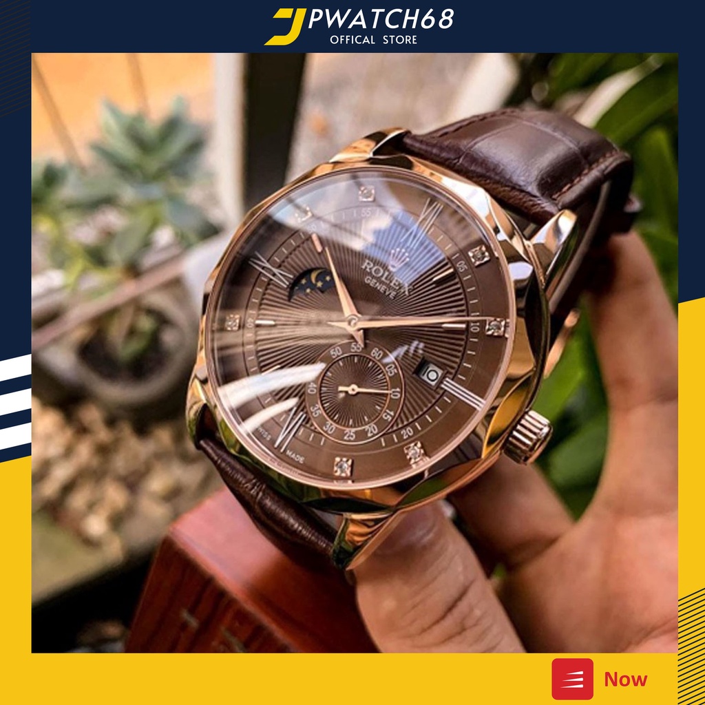 Đồng hồ Rolex nam máy cơ Nhật mạ vàng dây da kim loại Automatic size 40mm 41mm