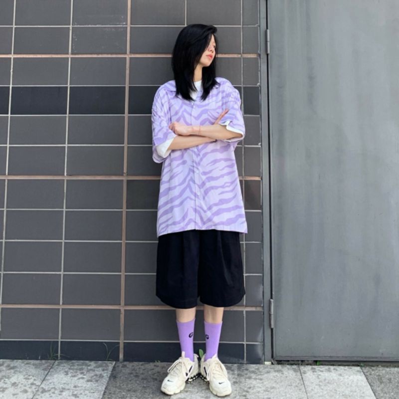 Áo Sơ Mi Tay Ngắn Unisex Cổ Bẻ Phông Cách Hàn Quốc Freesize