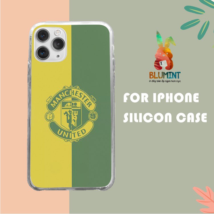 Ốp lưng iphone silicon chống bẩn đội bóng Manchester United yellow and green cho Ip 5 đến 11 12 Pro Max BLUMAN0012