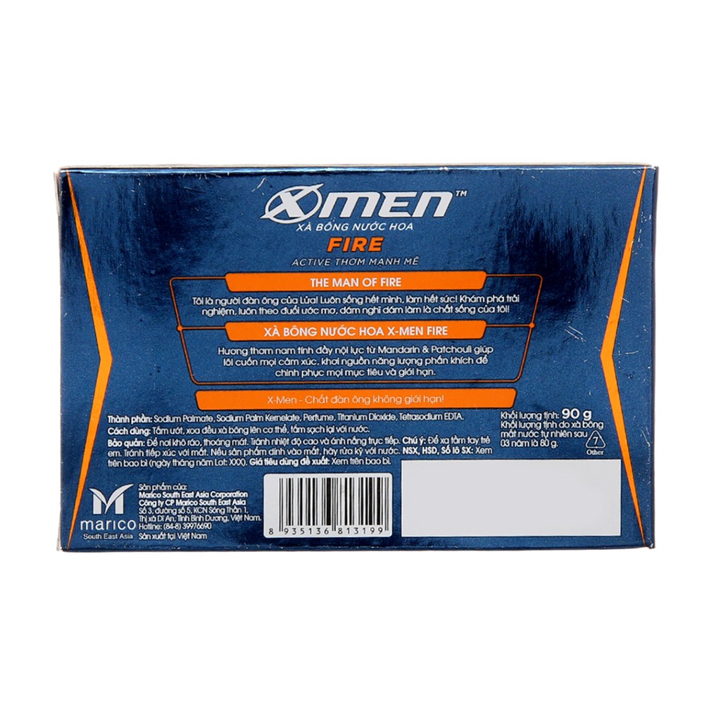 1 cục xà bông nước hoa X-Men Fire Active thơm mạnh mẽ 90g | BigBuy360 - bigbuy360.vn