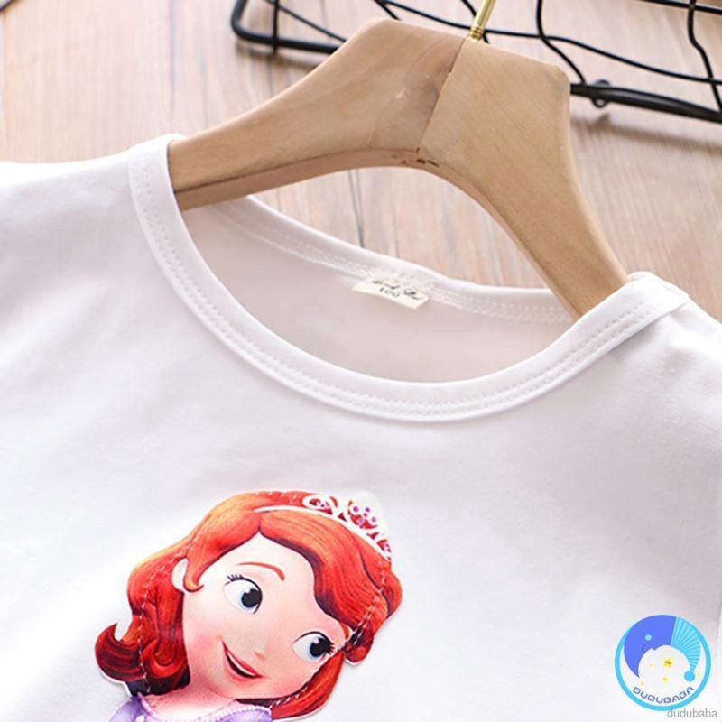 Áo thun ngắn tay trang trí hình công chúa hoạt hình Frozen cho bé gái 2-7 tuổi