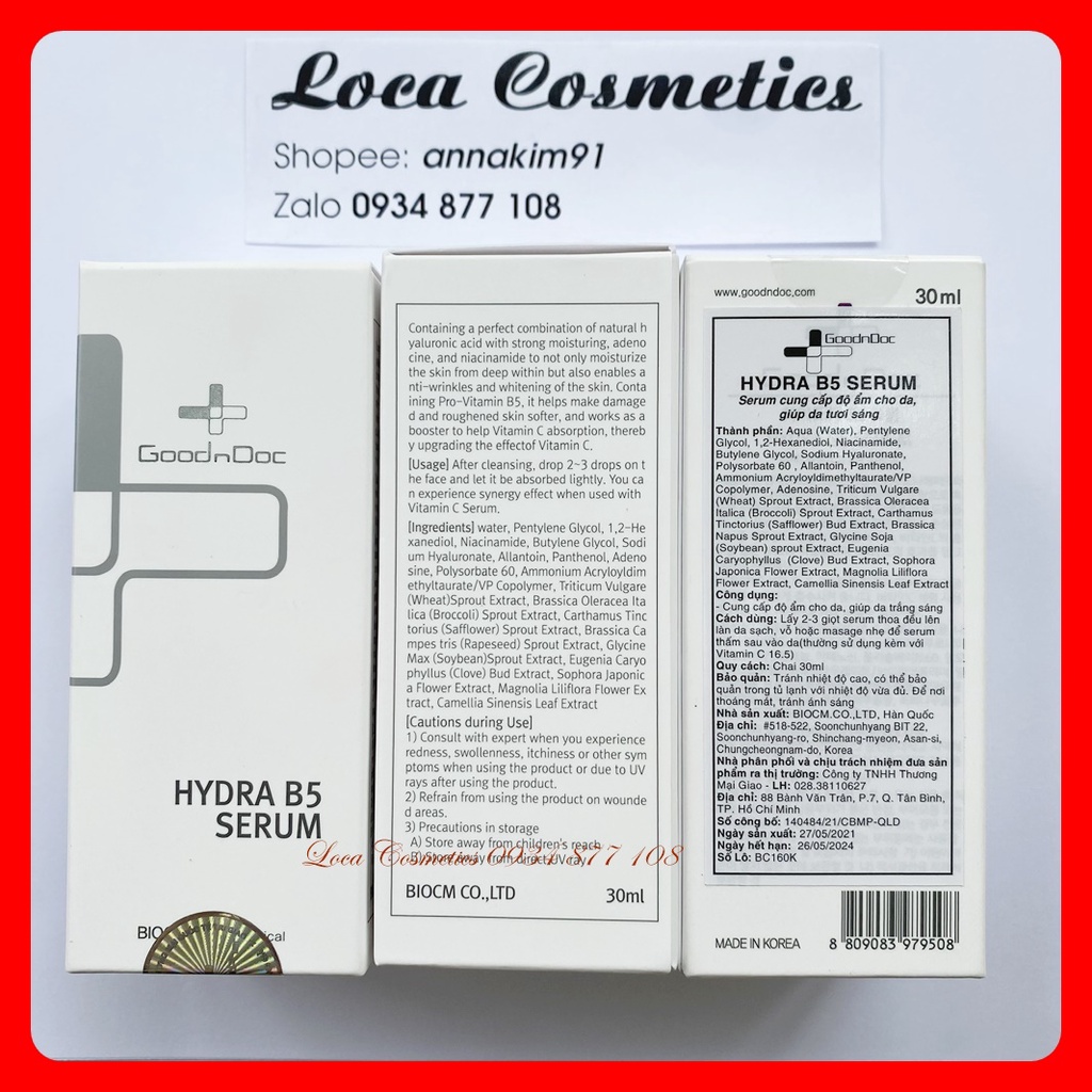 [SẴN - AUTH] Serum B5 GoodnDoc B5 Hydra Dưỡng Ẩm, Phục Hồi, làm dịu da hư tổn