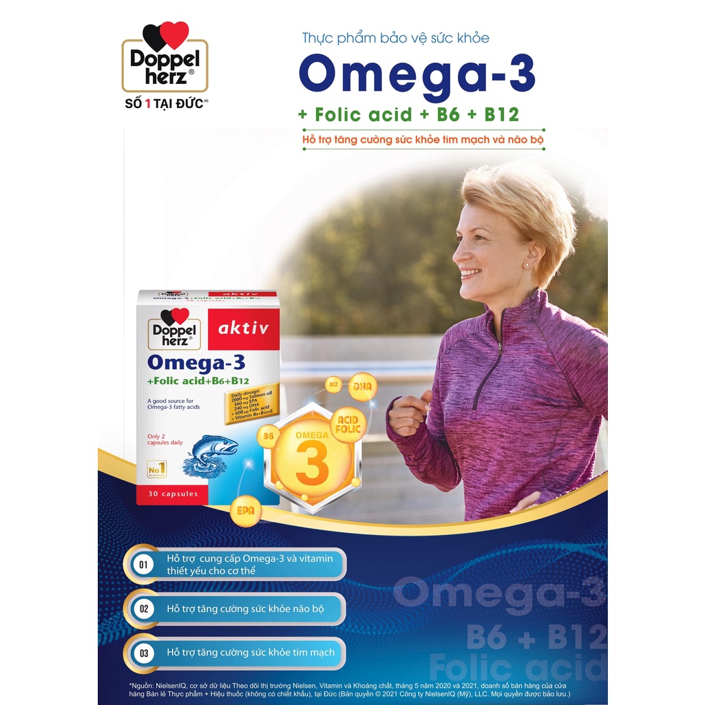 Bộ đôi bổ sung Vitamin khoáng chất và dầu cá Doppelherz Omega 3 + Doppelherz A Z Depot  (02 hộp, 30 viên/hộp)