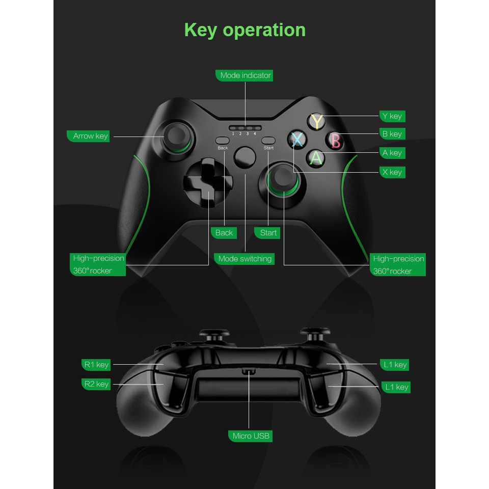 2.4G Wireless Game Controller Joystick For Xbox One Controller For PS3/Android Smart Phone Gamepad For Win PC 7/8/10 『Zeer 』