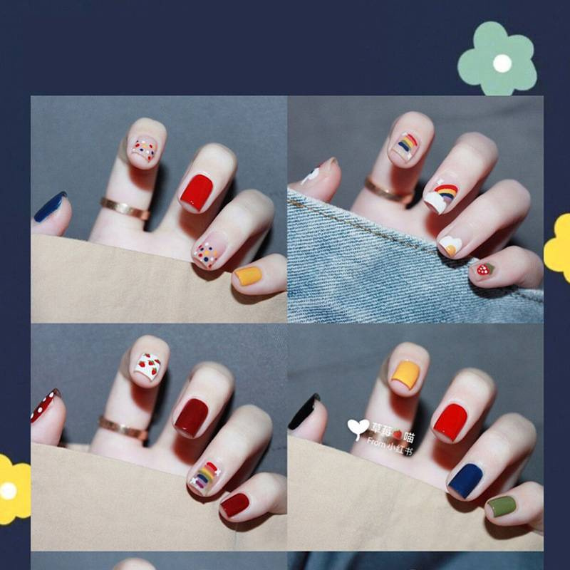 [Hàng mới về] Set 14 sticker dán móng tay họa tiết 3D xinh xắn hợp thời trang