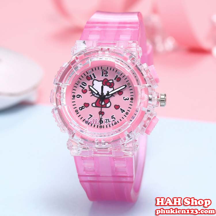 Đồng Hồ Đeo Tay cho bé trai bé gái Có Đèn Led Phát Sáng hình siêu nhân nhện, mèo hello kity rất dễ thương