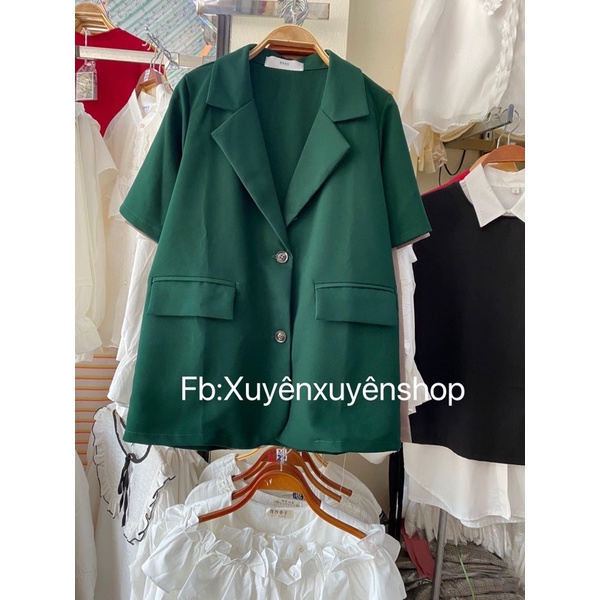 (Ảnh thật) Áo khoác blazer chất tuyết cộc tay 1 lớp có đệm vai