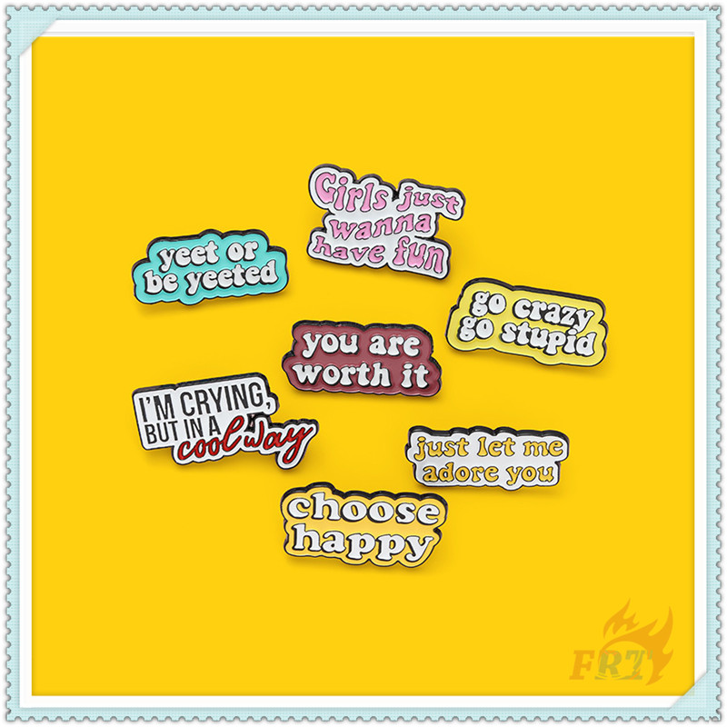 Huy hiệu cài áo ba lô tráng men họa tiết dòng chữ cái Tiếng Anh 01