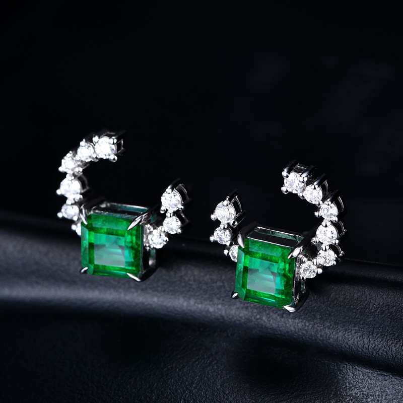 Khuyên Tai Đính Đá Ngọc Lục Bảo Tự Nhiên Sang Trọng Cho Nữ-JHS4-E