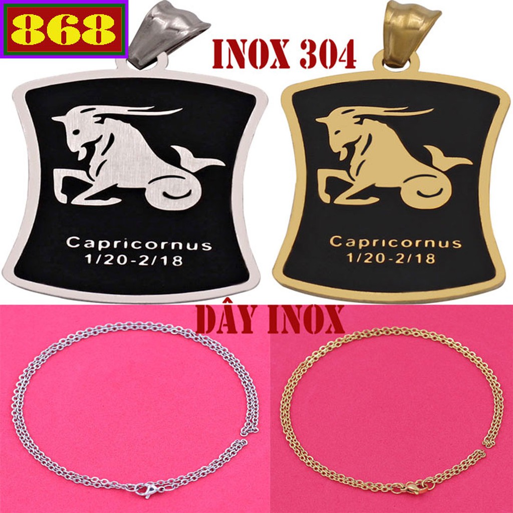 Vòng cổ cung Ma Kết inox VIVCMKV - 12 cung Hoàng đạo - Dây inox