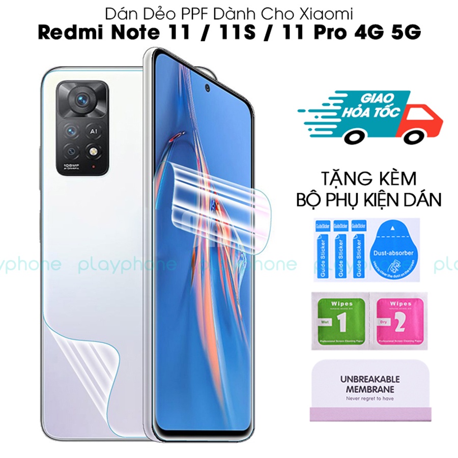PPF Bảo Vệ Màn Hình Mặt Lưng Xiaomi Redmi Note 11 11S 11 Pro 4G 5G Dẻo Trong Chống Vân Xước Va Đập Bảo Vệ Kính Cường Lực