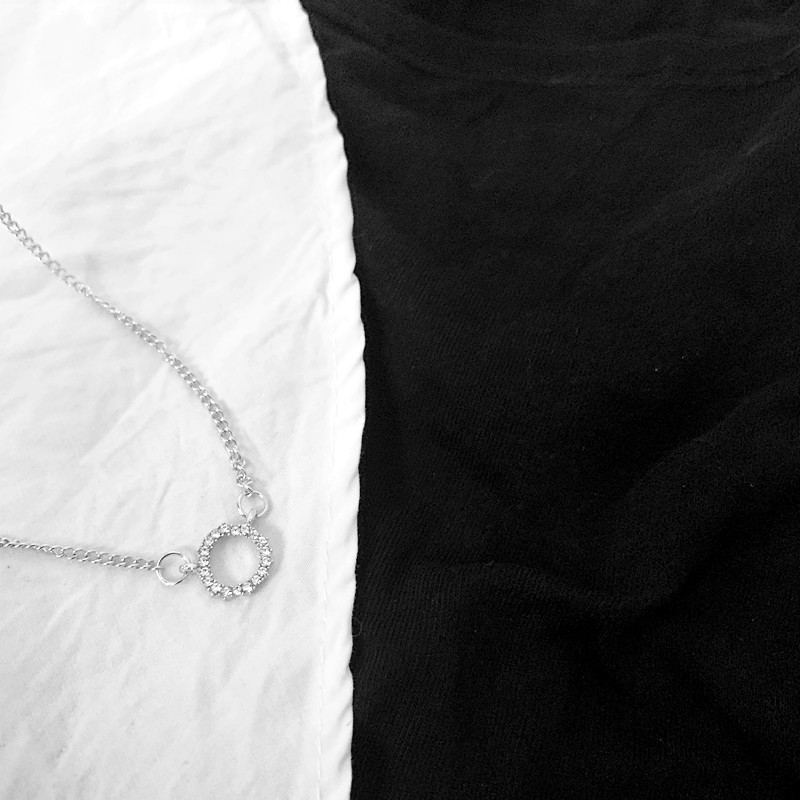 Dây chuyền mặt hình tròn nhỏ đính đá zircon lấp lánh