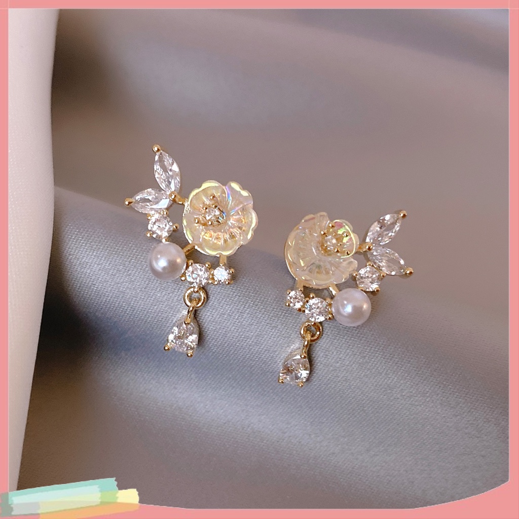 1 Đôi Bông Tai Xỏ Lỗ Hình Hoa Đính Ngọc Trai Giả Thời Trang