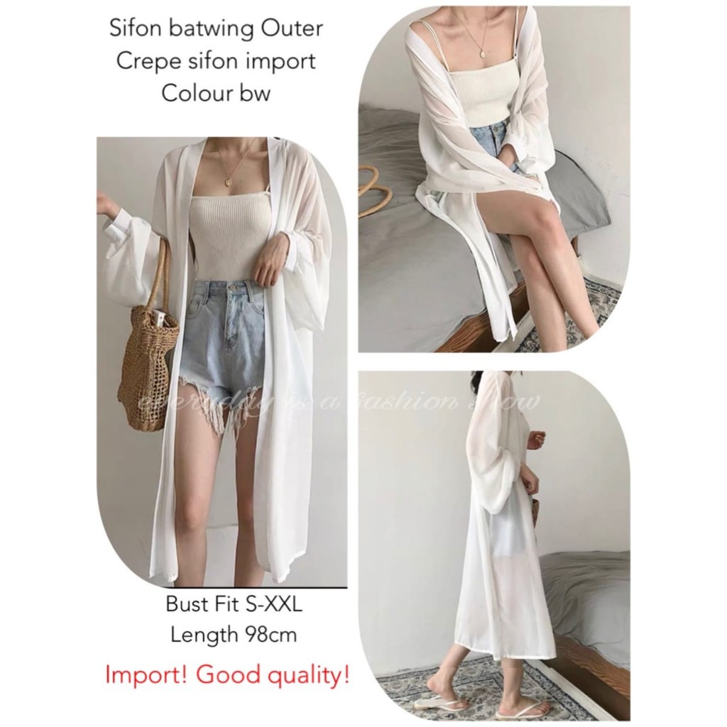 Áo Khoác Cardigan Chiffon Cánh Dơi Hàn Quốc Cao Cấp Nhập Khẩu 76YUR Cho Nữ