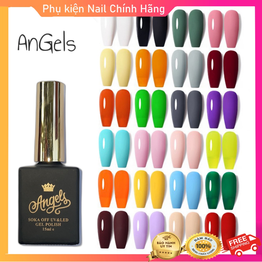 Set sơn gel 24 màu angel lẻ chai, nước sơn móng tay chính hãng chai 15ml mẫu mới bóng, nhám verygood kèm bảng màu