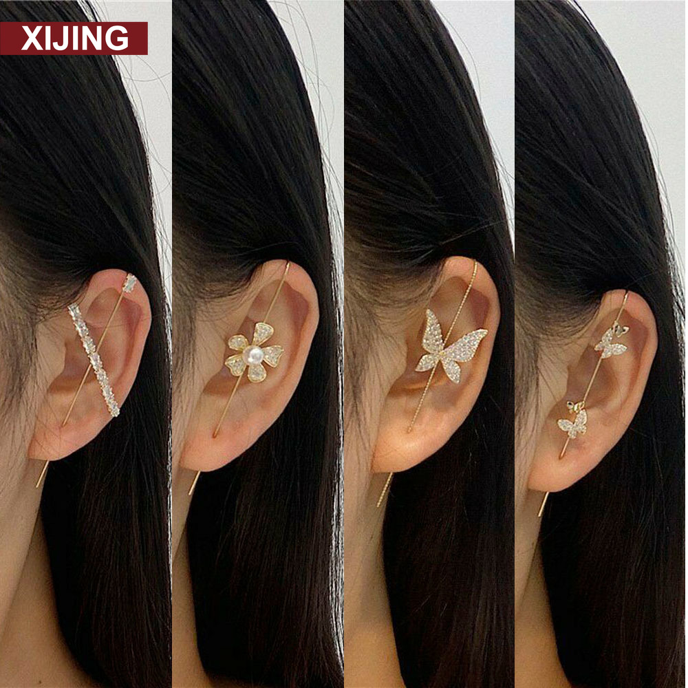 【COD】Khuyên tai có móc cài vành tai đính đá Zircon dùng làm quà cưới