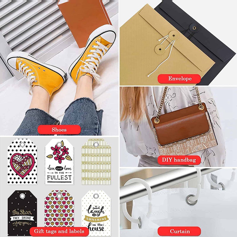 Set 401 Kìm Bấm Lỗ 1 / 4inch 6mm Kèm 400 Vòng Đệm Kim Loại Màu Vàng Và Bạc