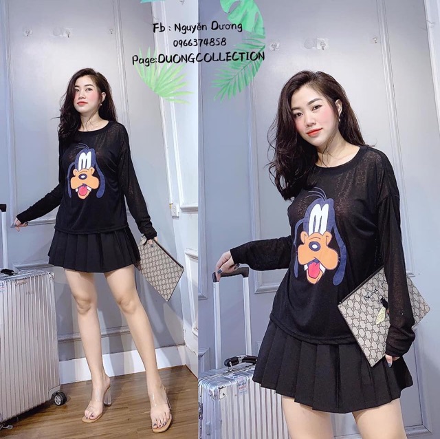 Áo phông giấy dài tay in hoạt hình cutefreeship QC l1