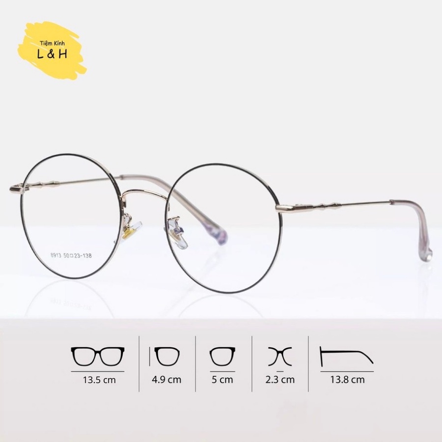 Gọng Kính Tròn Nữ Cận Hàn Quốc - Tròng Chống Xước Phong Cách Tính, Teen Trẻ Trung