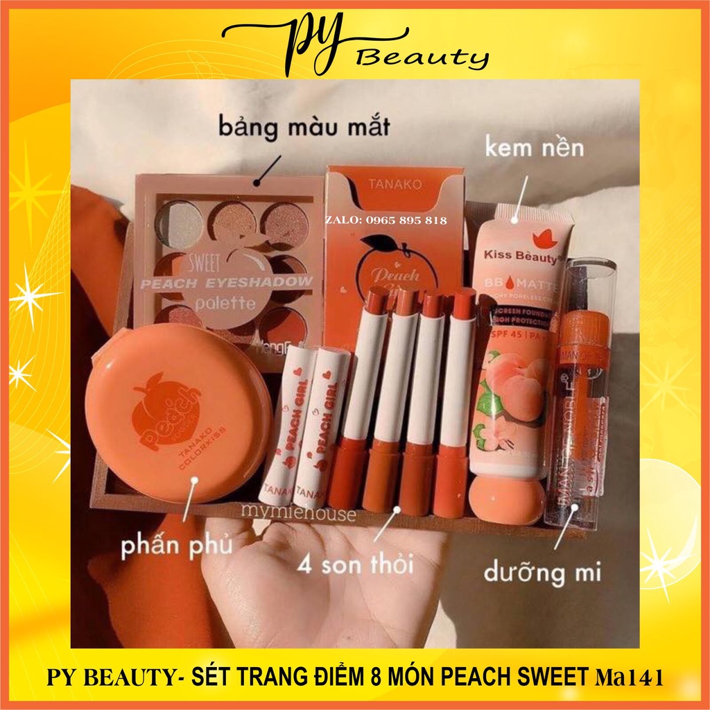 PY BEAUTY - Sét Trang Điểm 8 Món Peach Sweet ma141