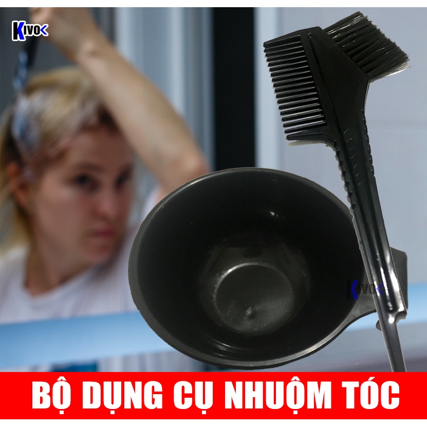 Combo chén và lược pha thuốc uốn duỗi nhuộm