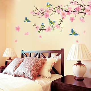 Decal dán tường Hoa đào chim én