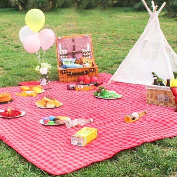 Thảm Picnic, Dã Ngoại, Du Lịch, Cắm Trại, Đi Phượt, Khăn Trải Bàn,...Chống Thấm Nước, Hoạ Tiết Caro Cao Cấp CT17653
